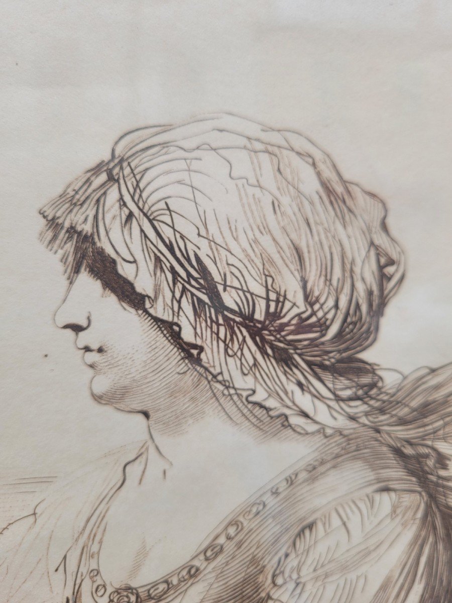 Guercino, Portrait Of A Woman, Engraving, 18th Century/19th Century-photo-4