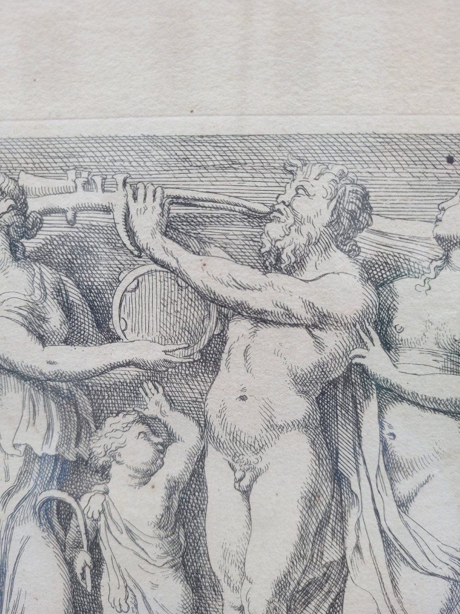 Bacchanale - Enlèvement d'Amphitrite, Gravures Encadrées, XVIIIème Siècle-photo-2