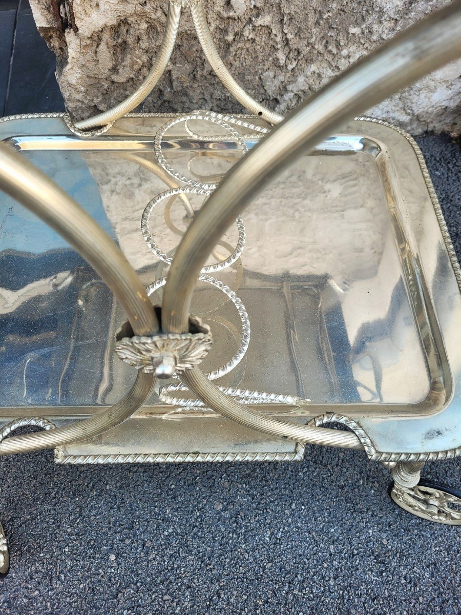 Trolley With Swan Necks, Silver-plated  Metal, 20th Century-photo-8