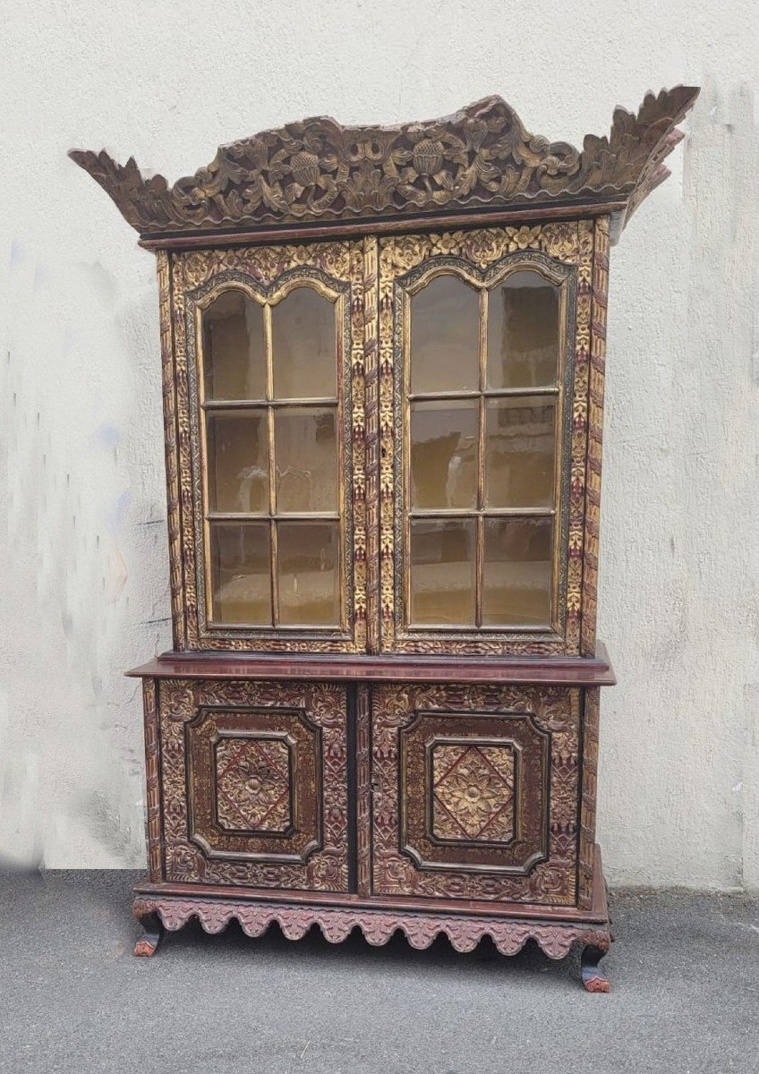 Meuble Asiatique En Bois Sculpté, Fin XIXème Début XXème Siècle-photo-2