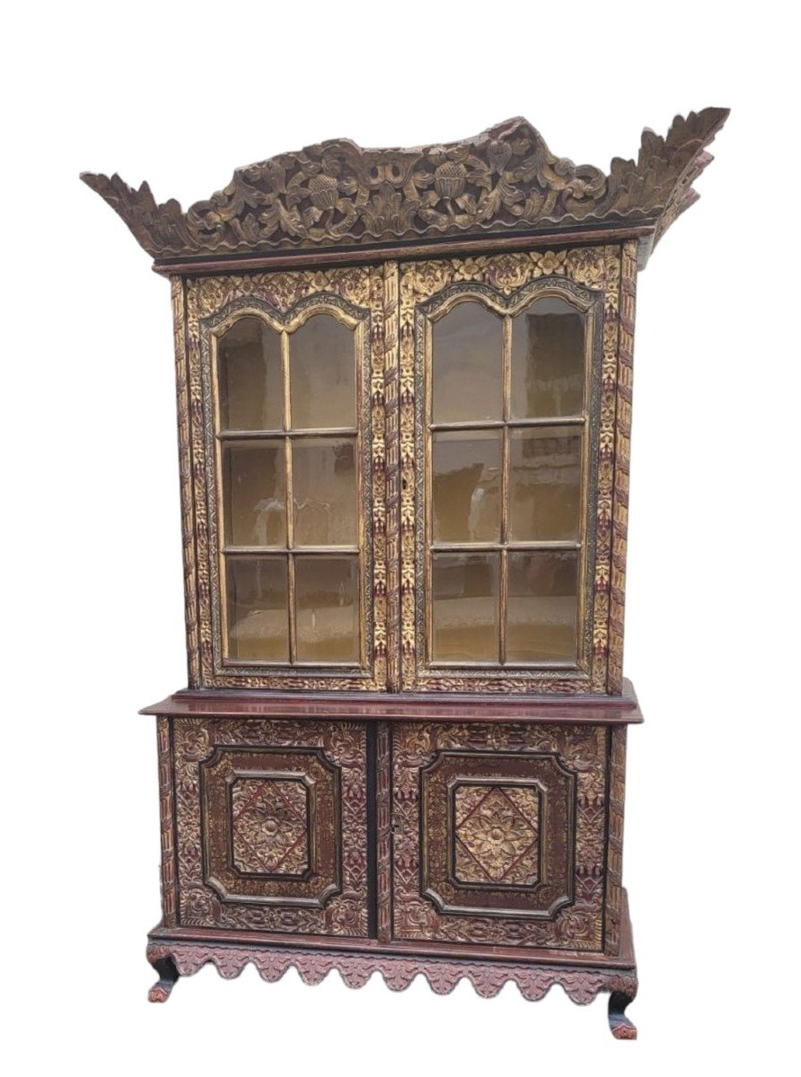 Meuble Asiatique En Bois Sculpté, Fin XIXème Début XXème Siècle-photo-4