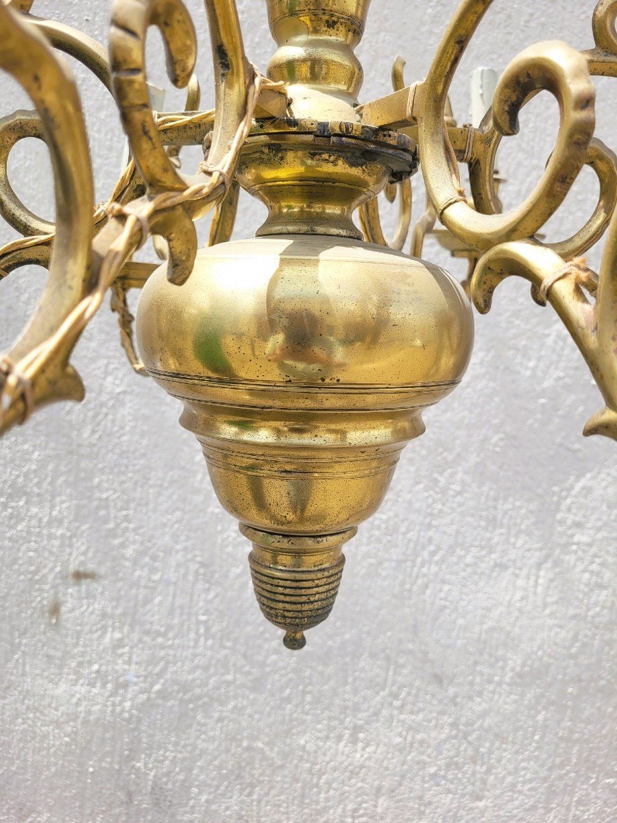 Dutch Model Chandelier In Bronze, 19th Century-photo-4