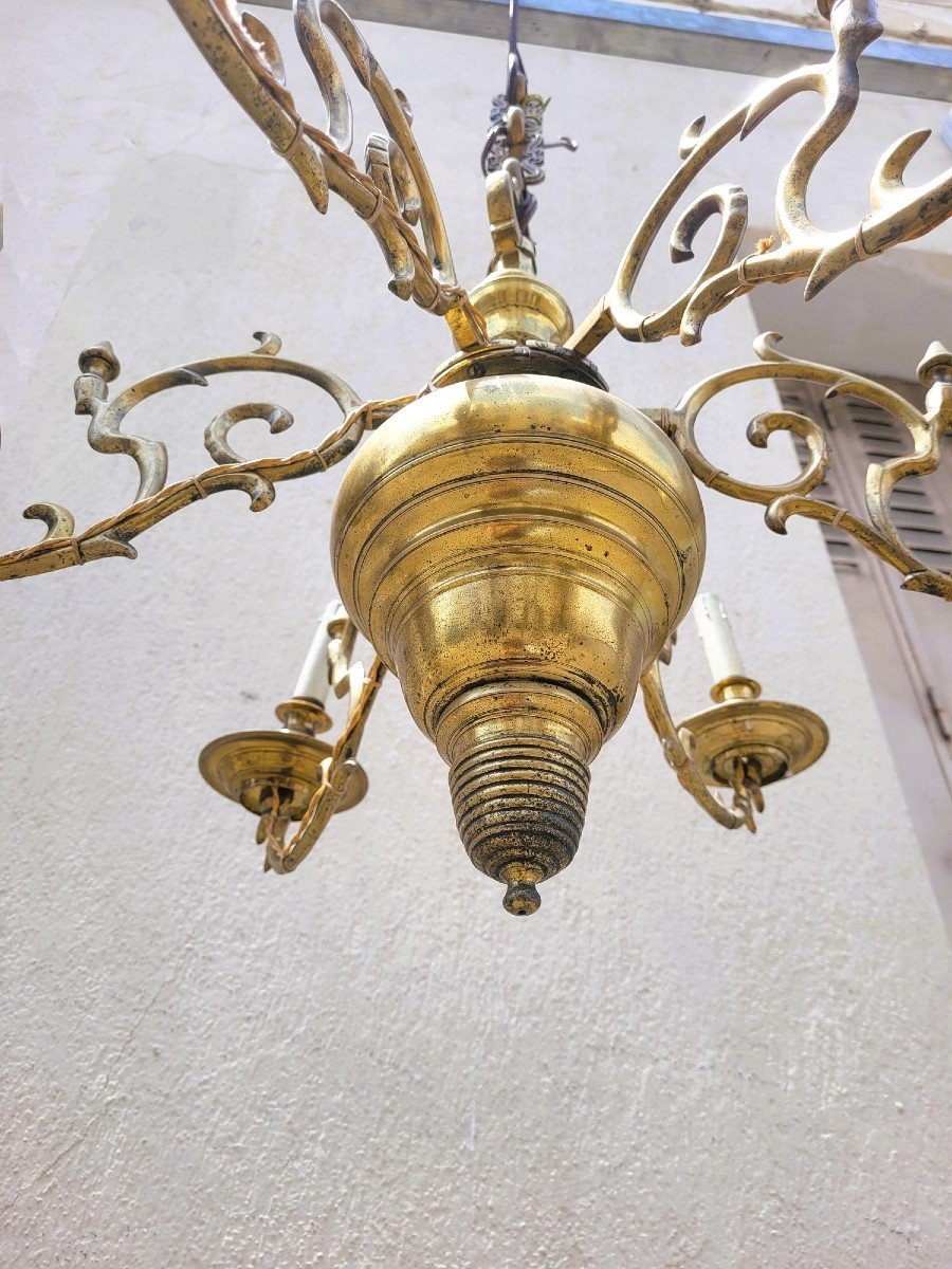 Dutch Model Chandelier In Bronze, 19th Century-photo-4