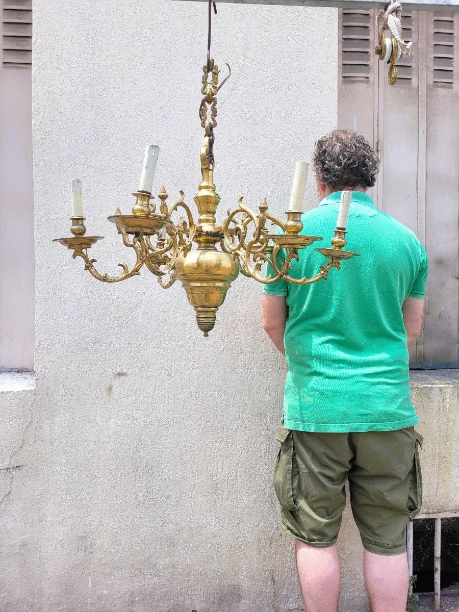 Dutch Model Chandelier In Bronze, 19th Century-photo-6