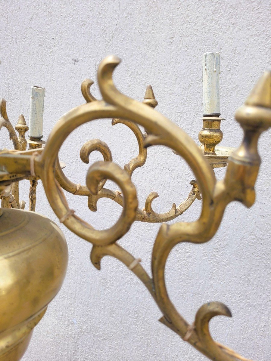 Dutch Model Chandelier In Bronze, 19th Century-photo-7