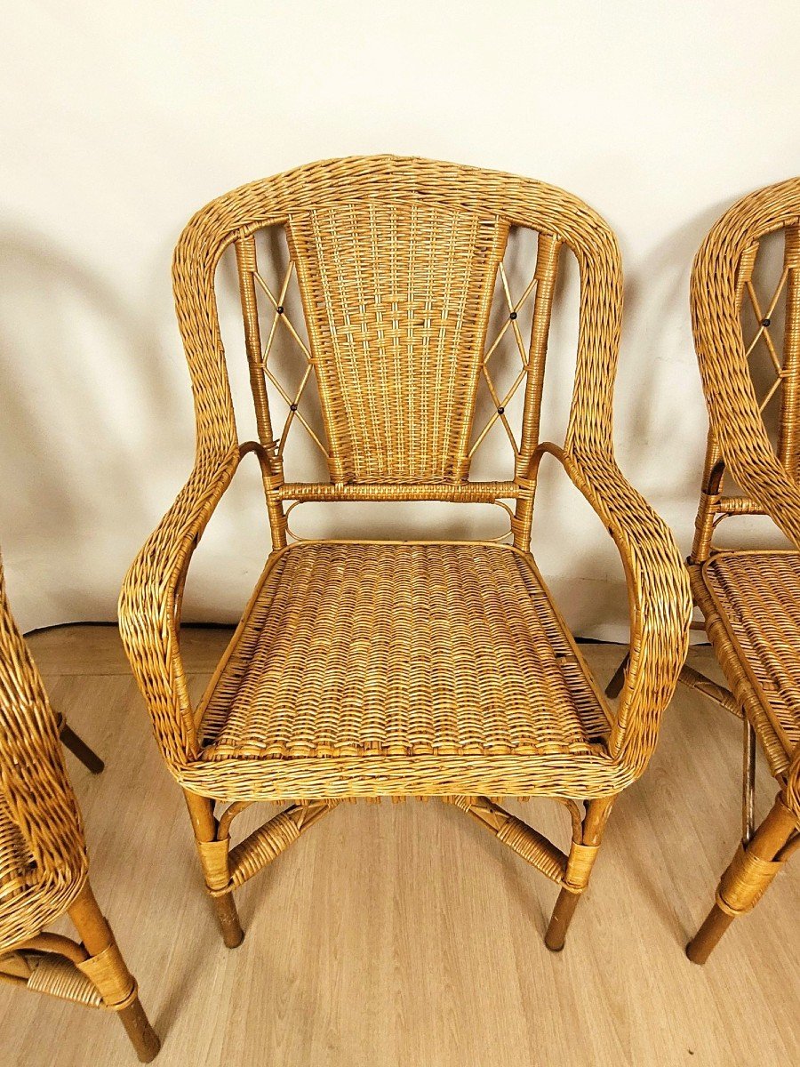 Mid 20th Century 9 Piece Rattan Living Room Set-photo-2