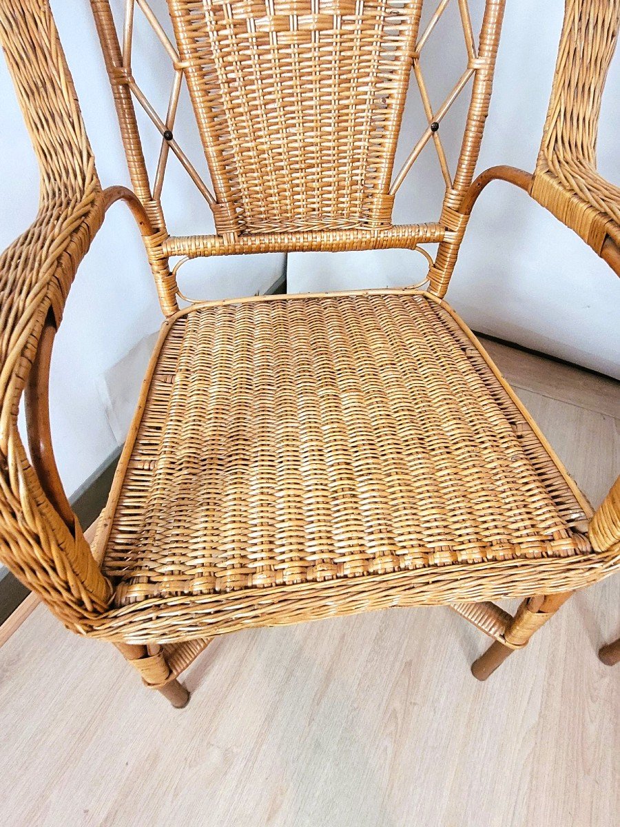 Mid 20th Century 9 Piece Rattan Living Room Set-photo-1