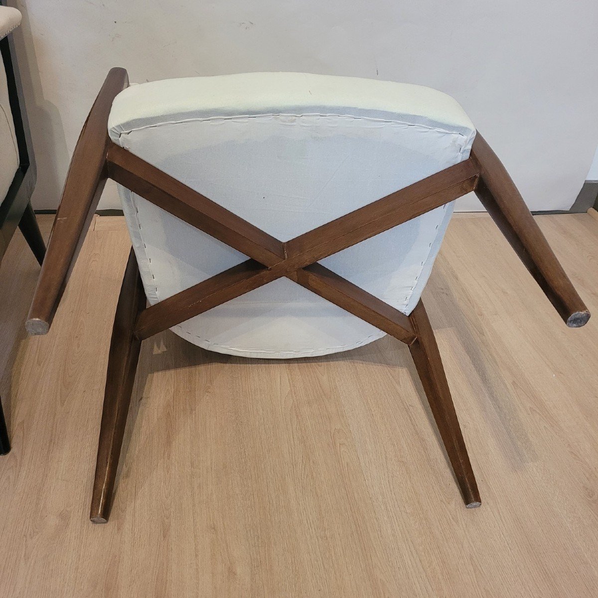 Paire De Fauteuils En Bois Dossier Corbeille, Années 50/60, XXème Siècle-photo-8