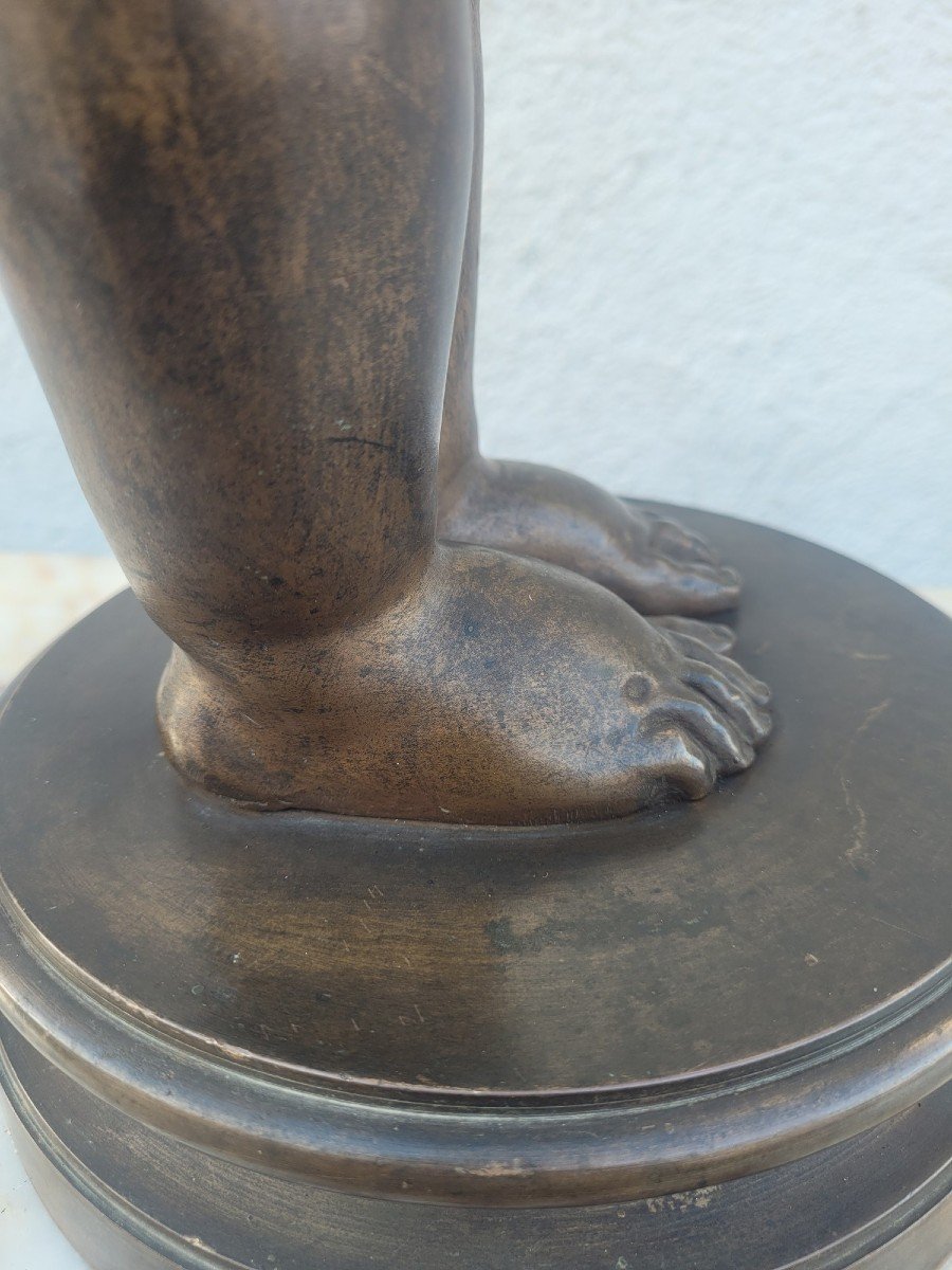 Bronze d'Un Putto Ailé Sur Pied, fin XIXème Siècle début XXème siècle-photo-5