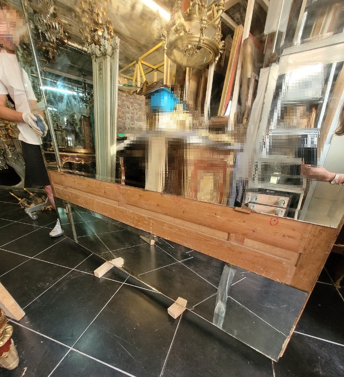 Lacquered Wood Dressing Table And Mirror In Louis XVI Style, Early 20th Century-photo-8