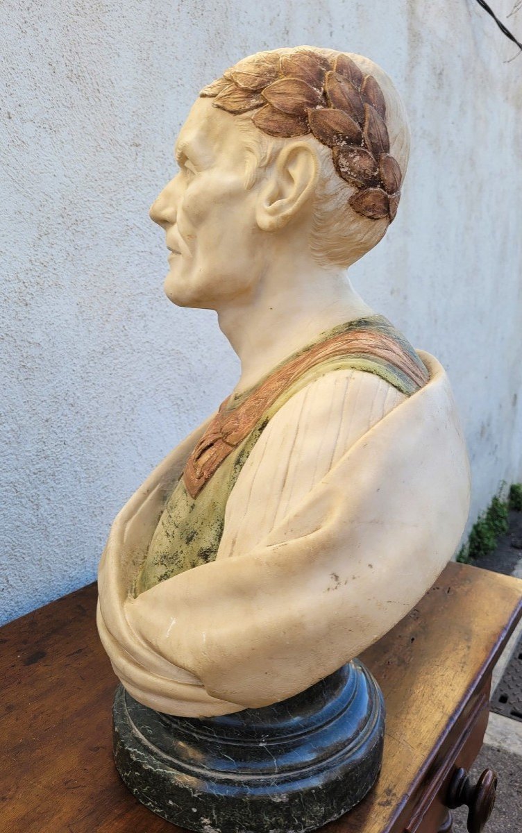 Bust Of Caesar - Roman Emperor In Marble, Signed Ph Garbeille, 19th Century-photo-5