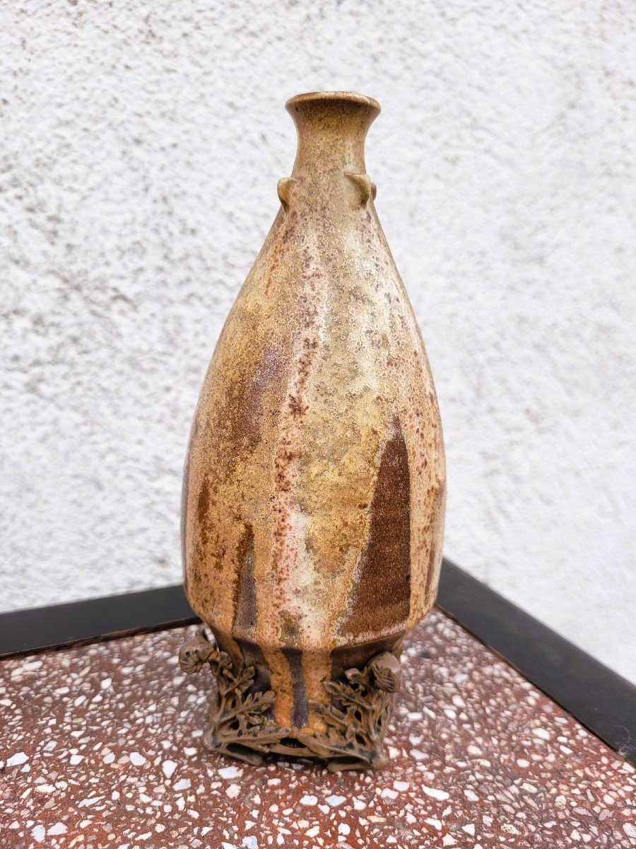 C Greber, Vase En Grès Flammé, Art  Nouveau, début XXème Siècle-photo-2