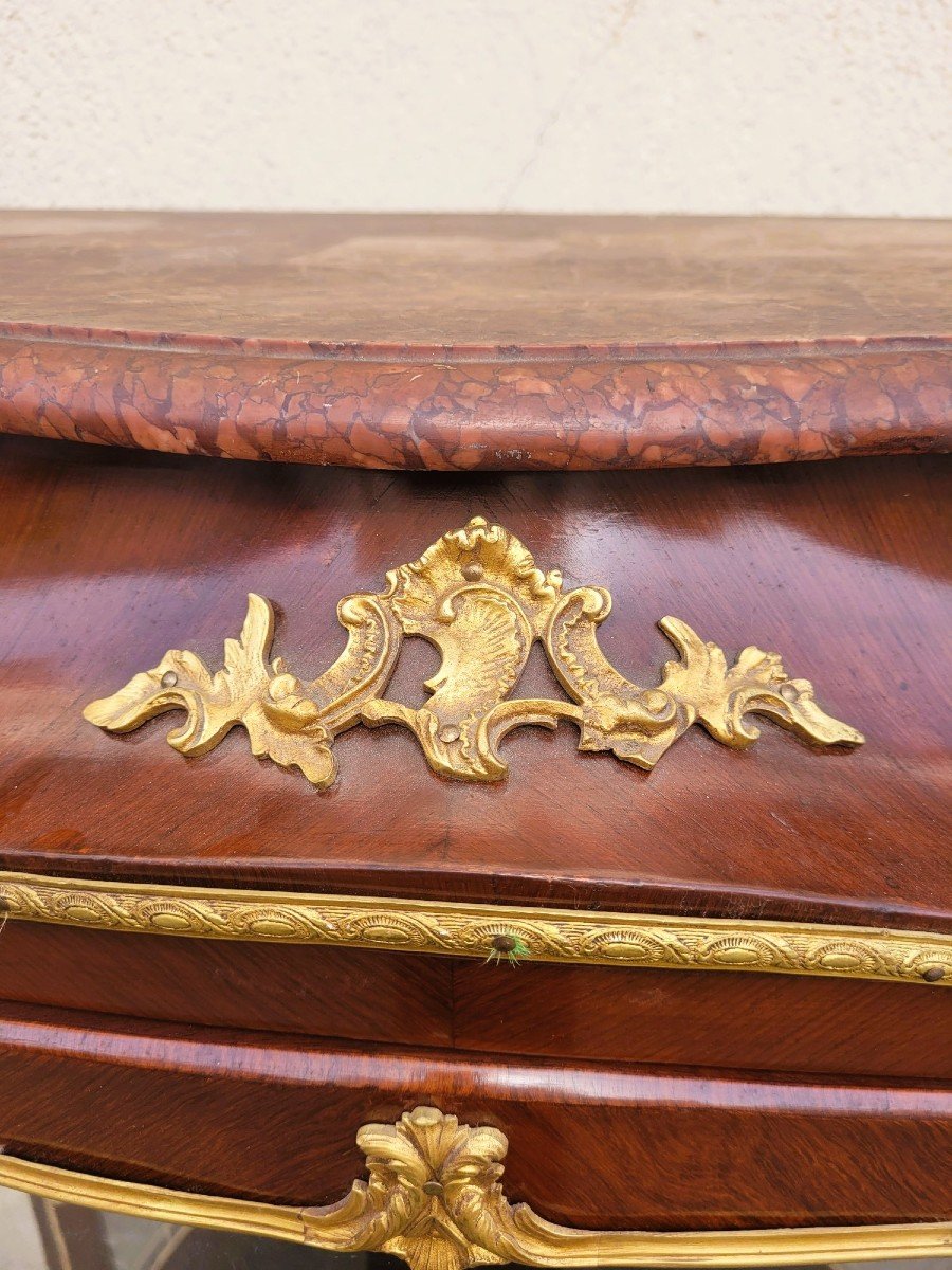 Curved Vitrine In Marquetry And Bronze, Napoleon III, 19th Century-photo-3