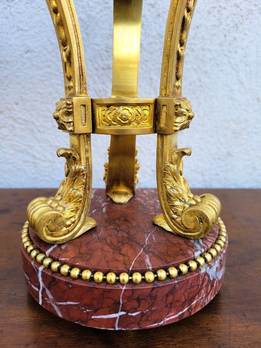 Pair Of Red Marble And Bronze Cassolettes, 19th Century-photo-3