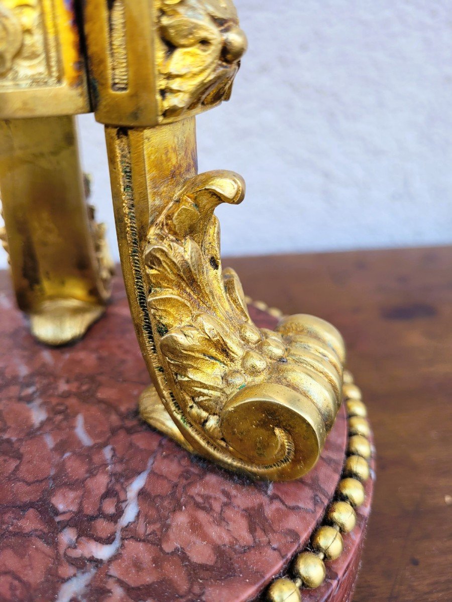 Pair Of Red Marble And Bronze Cassolettes, 19th Century-photo-2