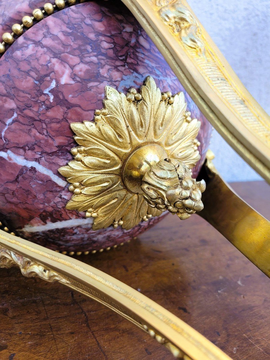 Pair Of Red Marble And Bronze Cassolettes, 19th Century-photo-8