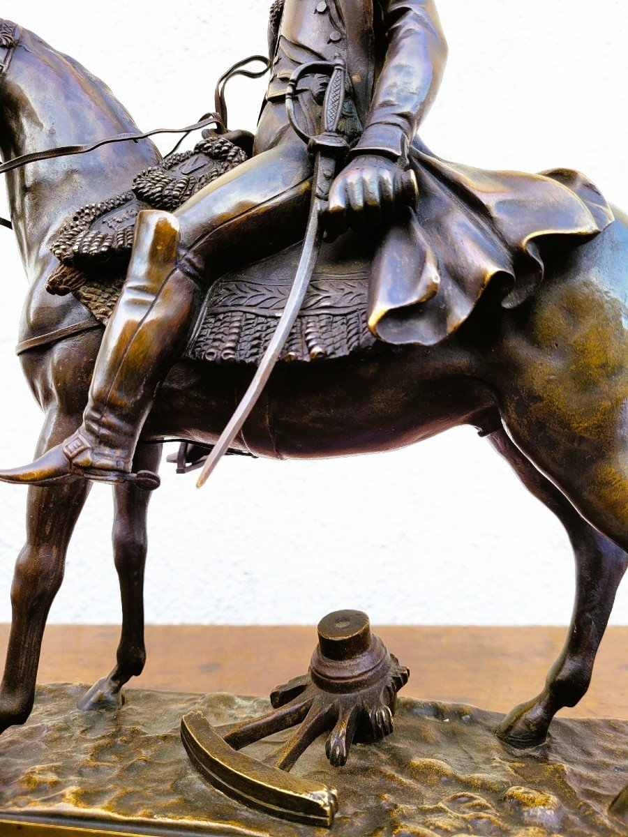 H Rappetti, Napoléon à Cheval, Bronze, XIXème Siècle-photo-3