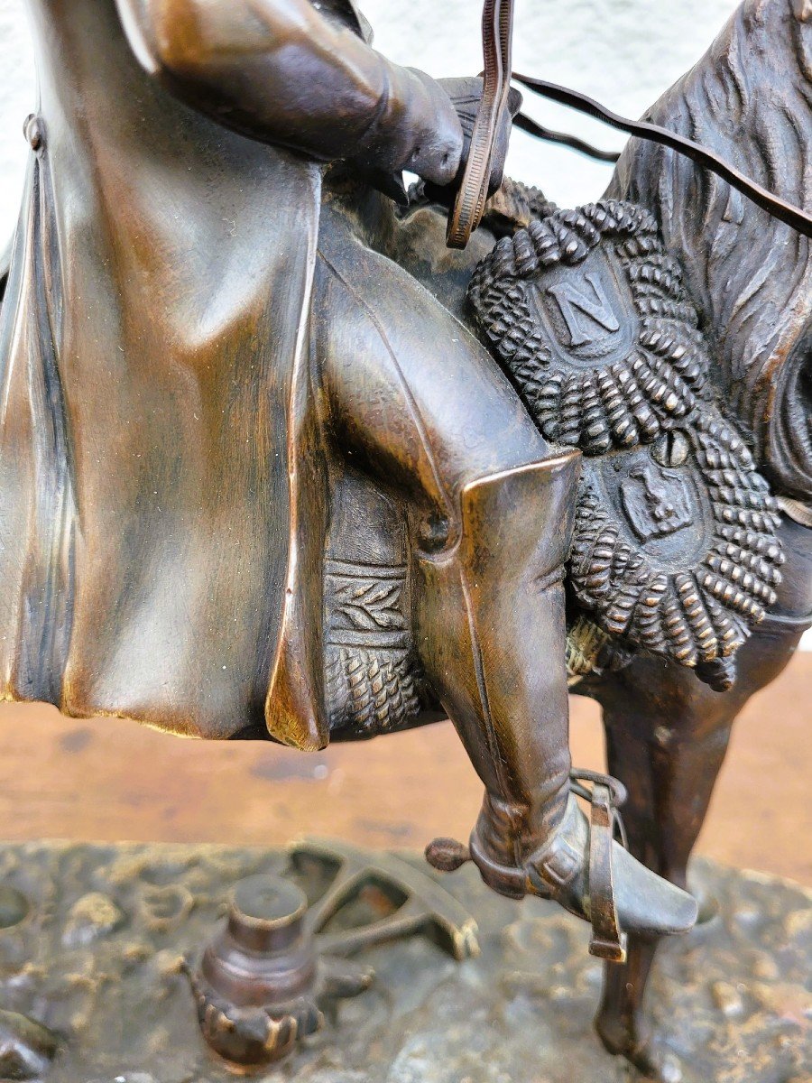 H Rappetti, Napoléon à Cheval, Bronze, XIXème Siècle-photo-7