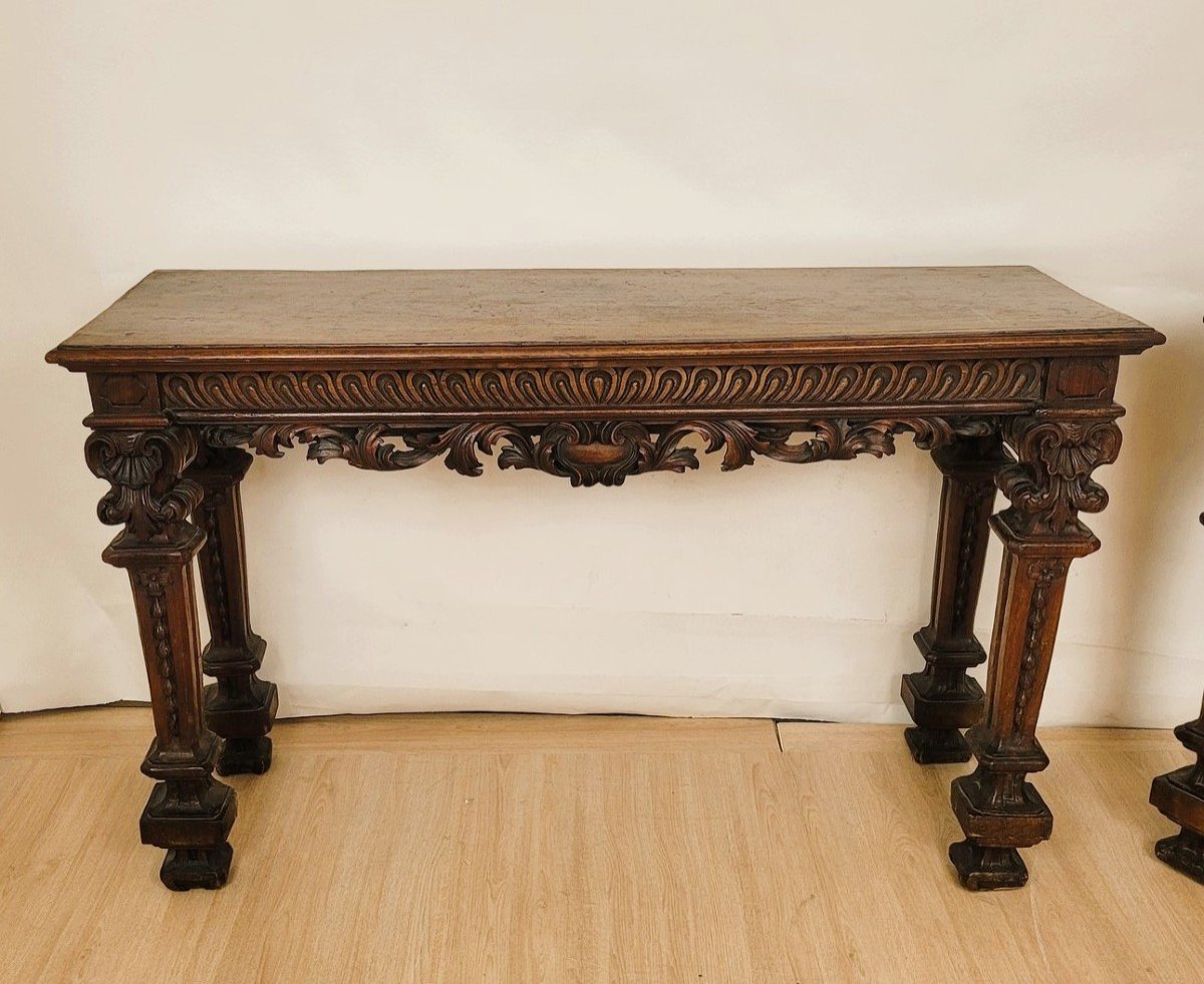 Pair Of Walnut Consoles, 17th/18th Century-photo-2