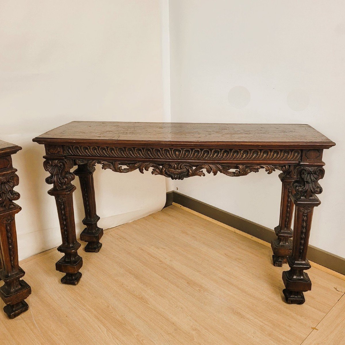 Pair Of Walnut Consoles, 17th/18th Century-photo-3