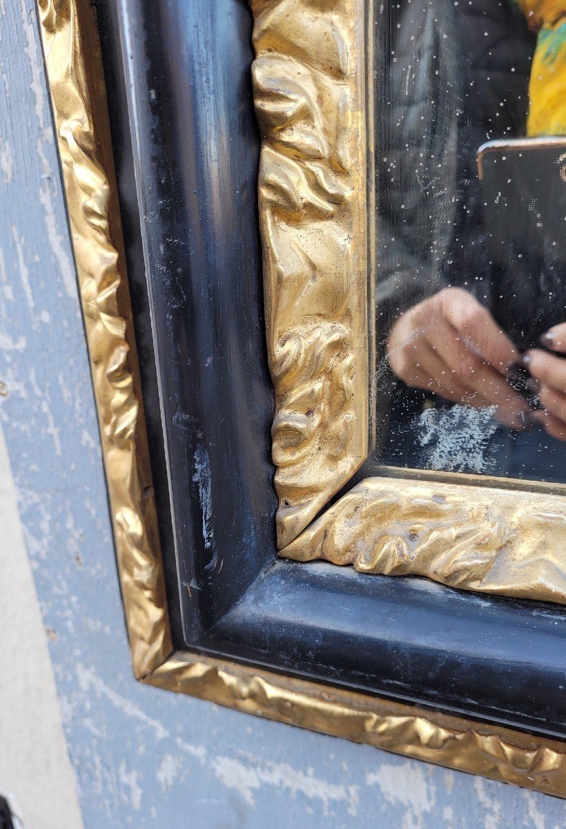 Blackened And Gilded Wooden Mirror, 17th Century-photo-1