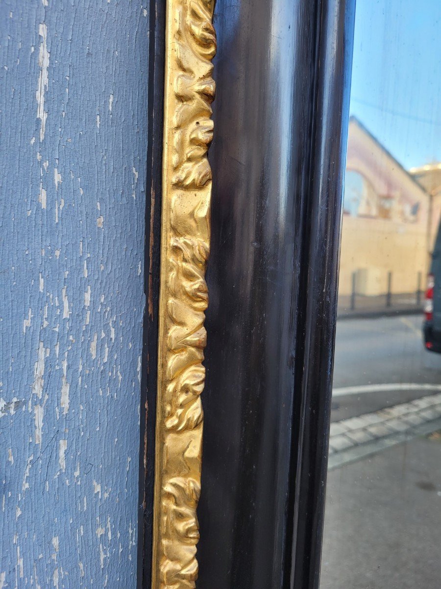 Blackened And Gilded Wooden Mirror, 17th Century-photo-3