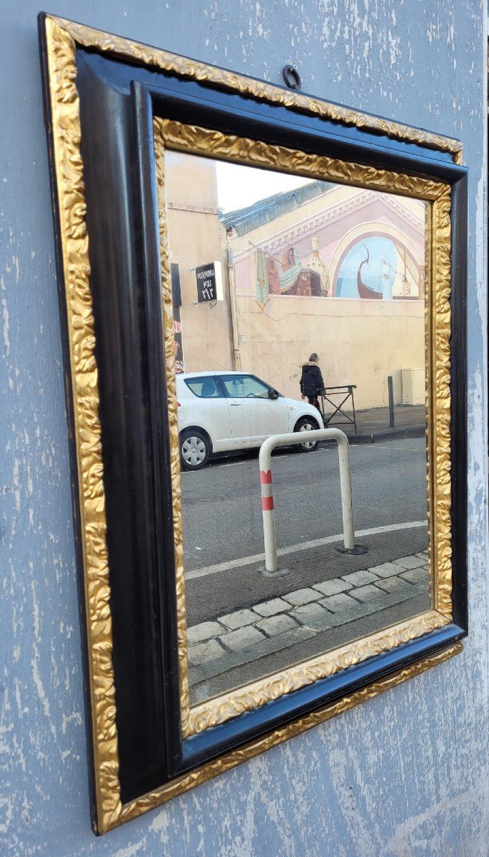 Blackened And Gilded Wooden Mirror, 17th Century-photo-4