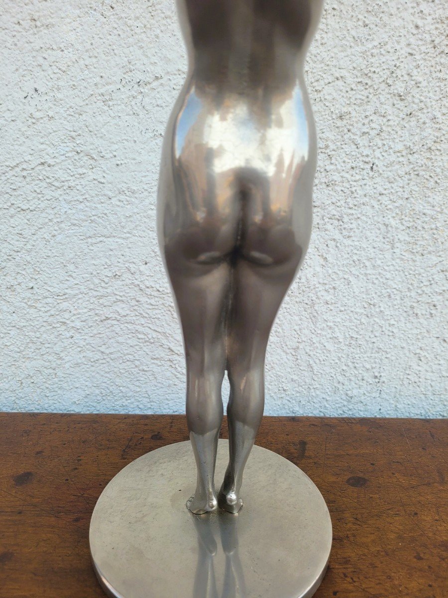 Le Réveil, d'Après Dh Chiparus, Bronze Argenté, Art Déco, XXème Siècle-photo-7