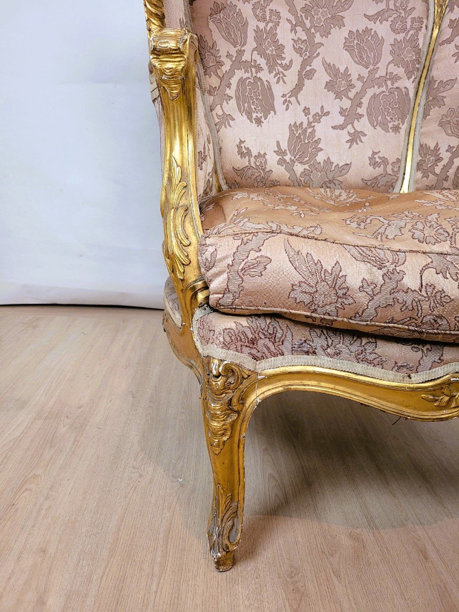 Bergère En Bois Doré De Style Louis XV, XIXème Siècle-photo-2