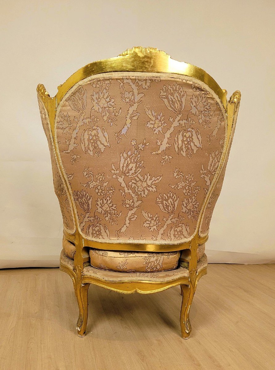 Bergère En Bois Doré De Style Louis XV, XIXème Siècle-photo-6