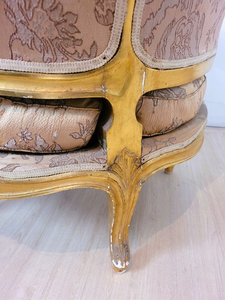 Bergère En Bois Doré De Style Louis XV, XIXème Siècle-photo-8