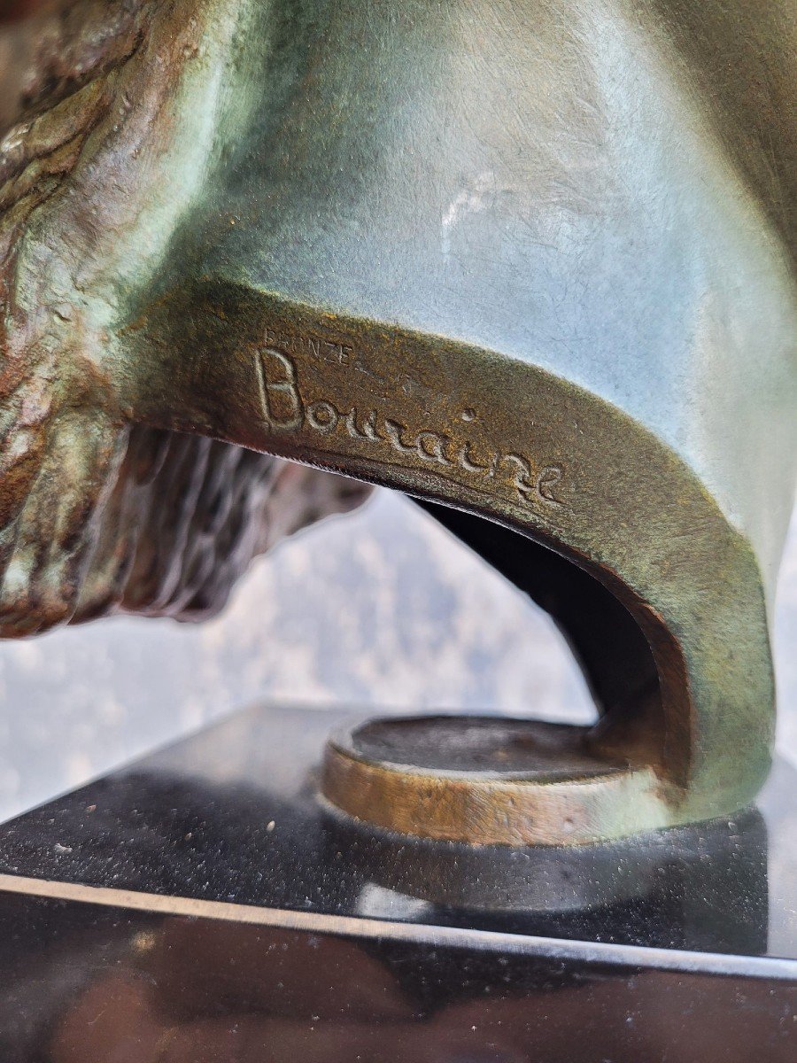 M Bouraine, Head Of A Young Woman, Bronze, Art Deco, 20th Century-photo-7