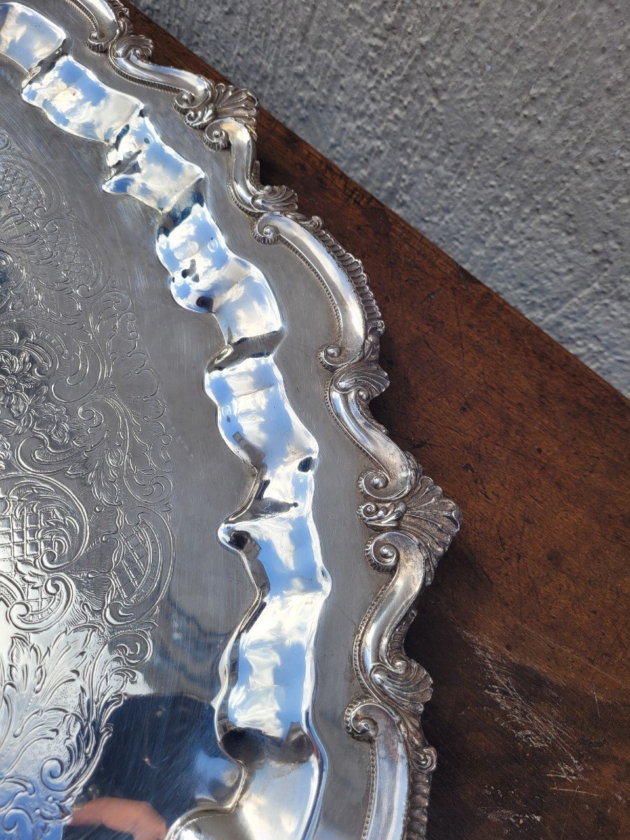 Silver Plated Metal Tray, 20th Century-photo-3