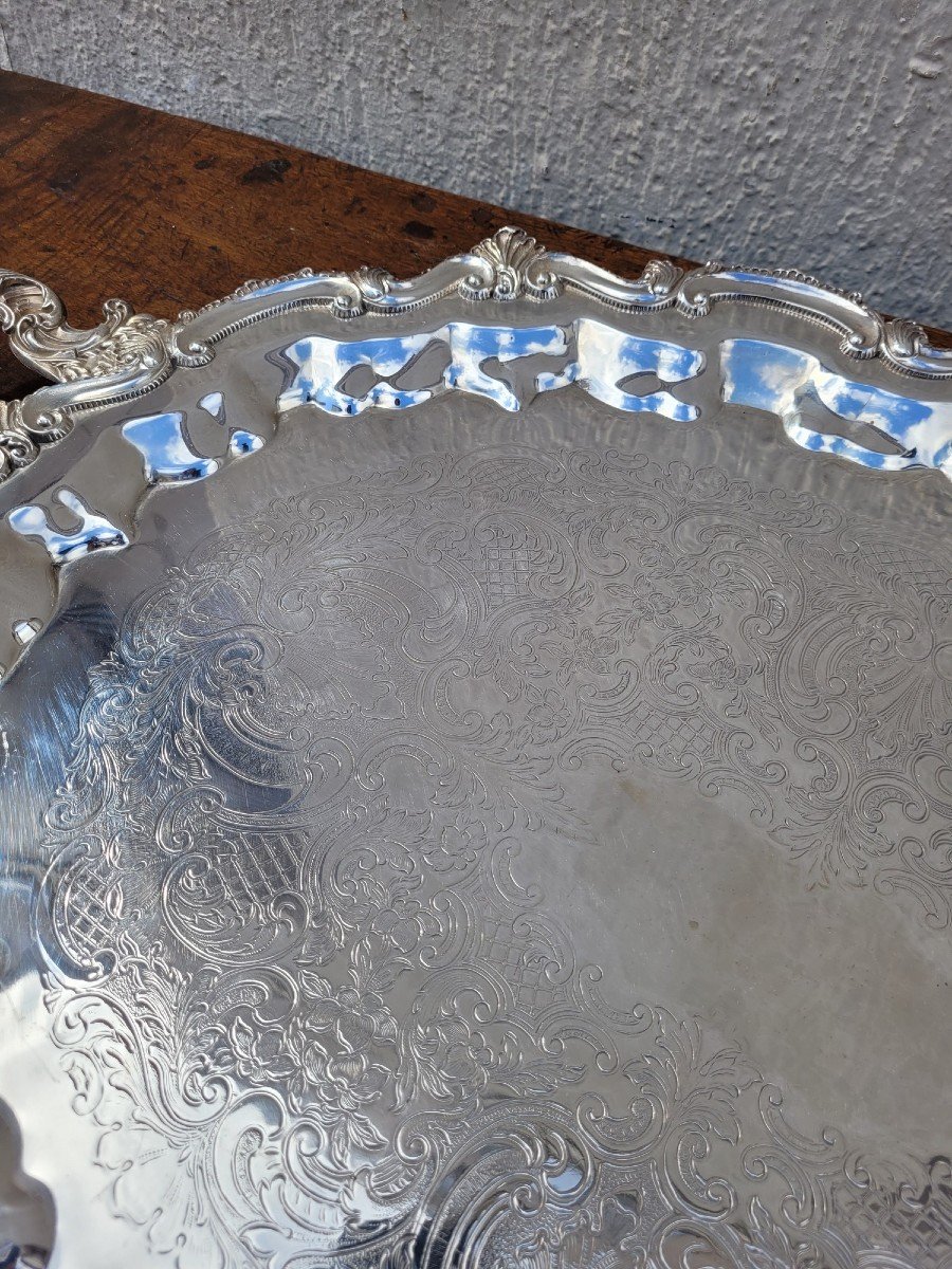 Silver Plated Metal Tray, 20th Century-photo-4