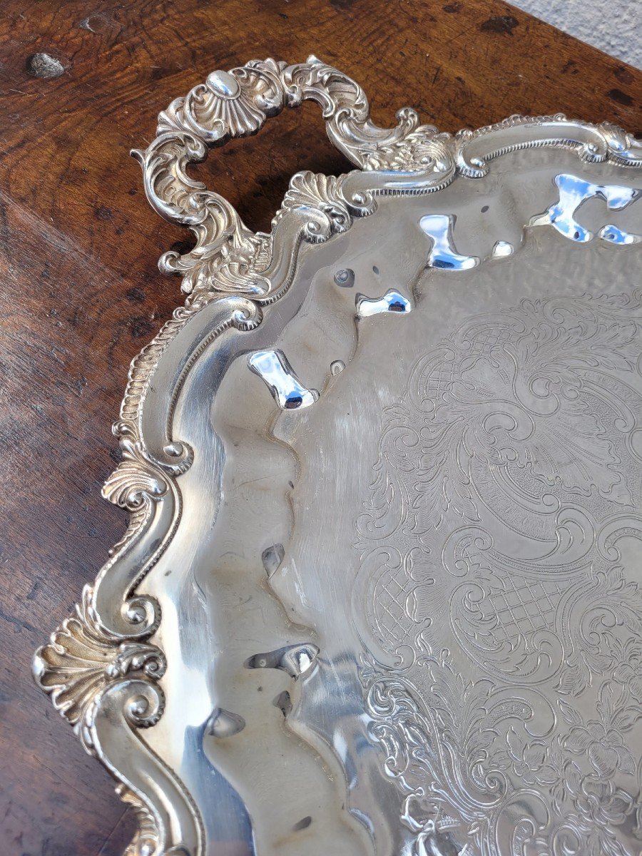 Silver Plated Metal Tray, 20th Century-photo-2