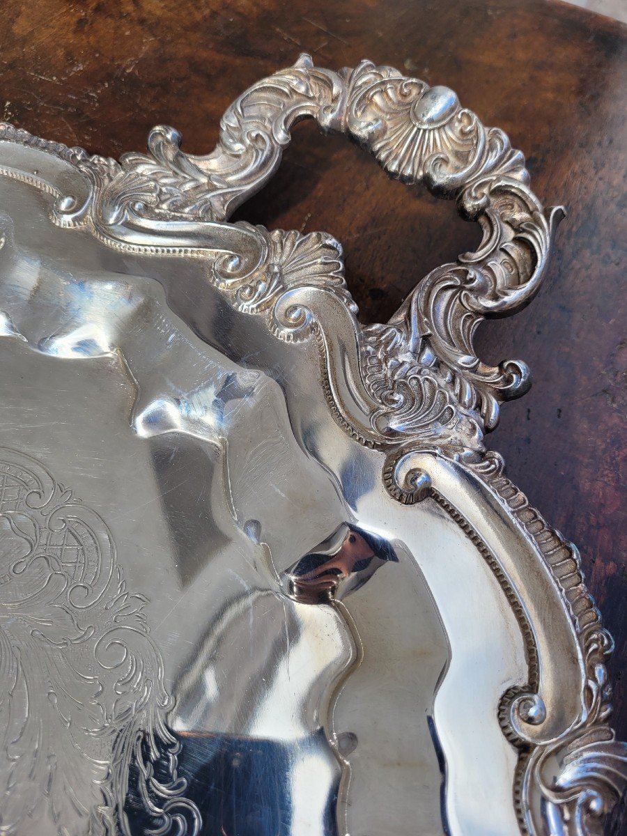 Silver Plated Metal Tray, 20th Century-photo-5