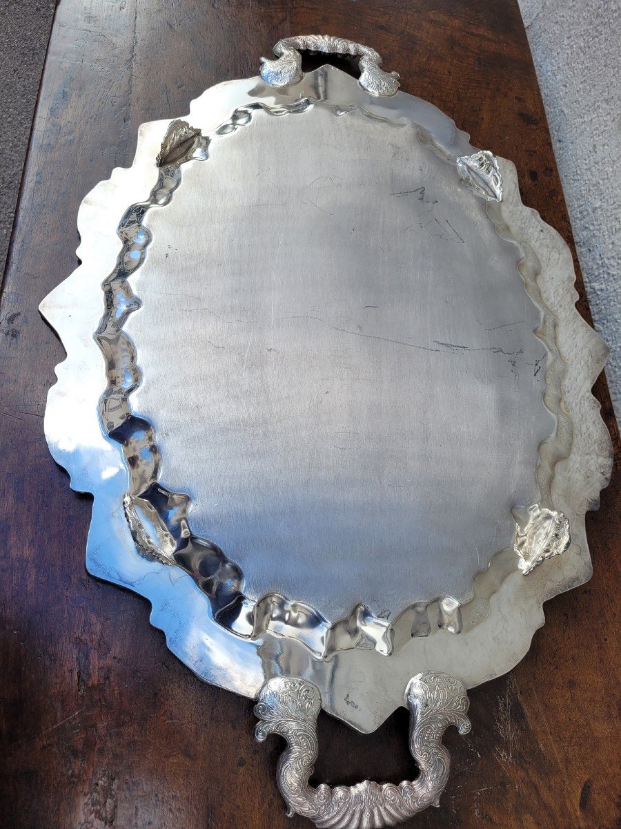 Silver Plated Metal Tray, 20th Century-photo-6