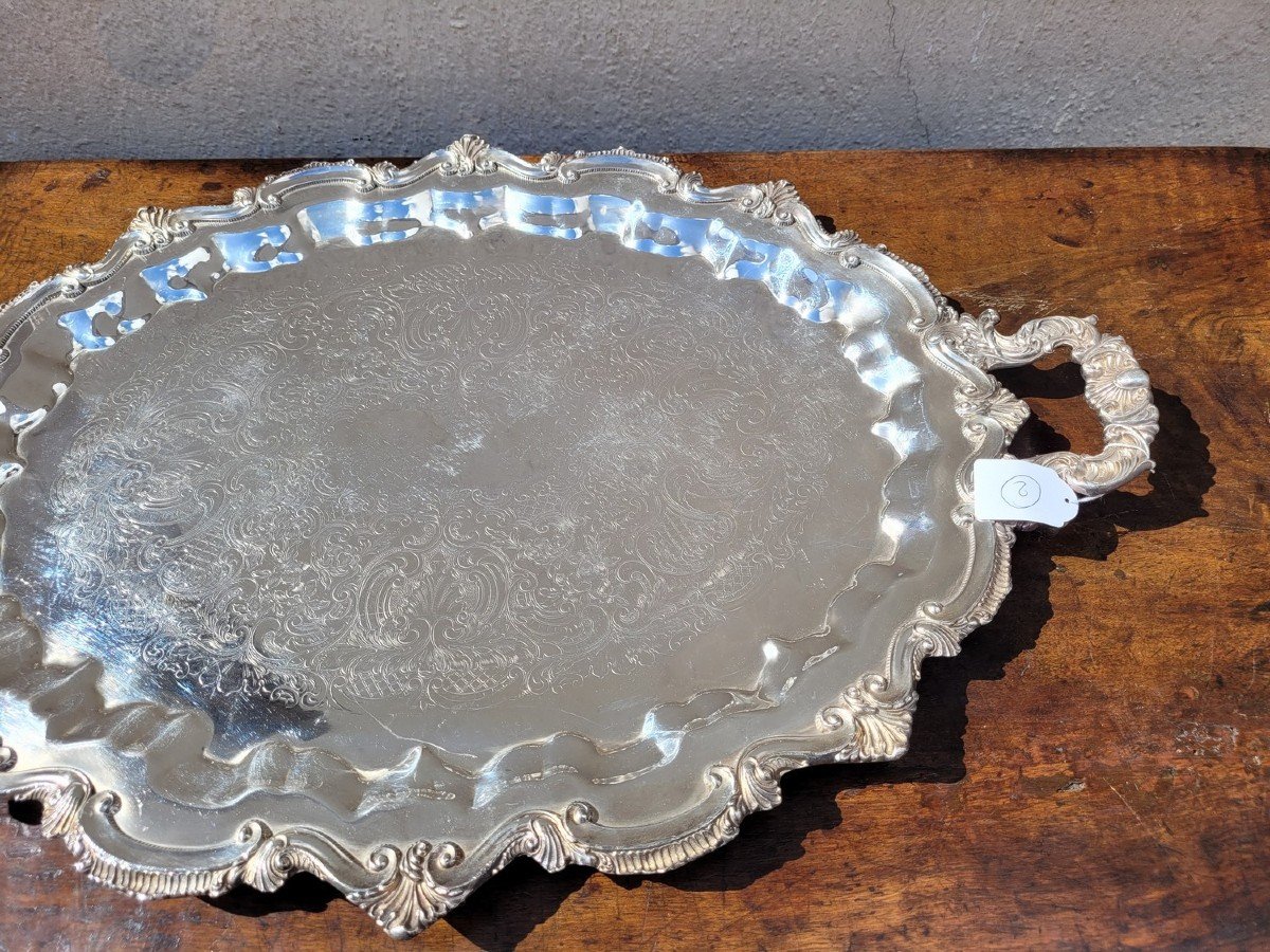 Silver Plated Metal Tray, 20th Century-photo-8