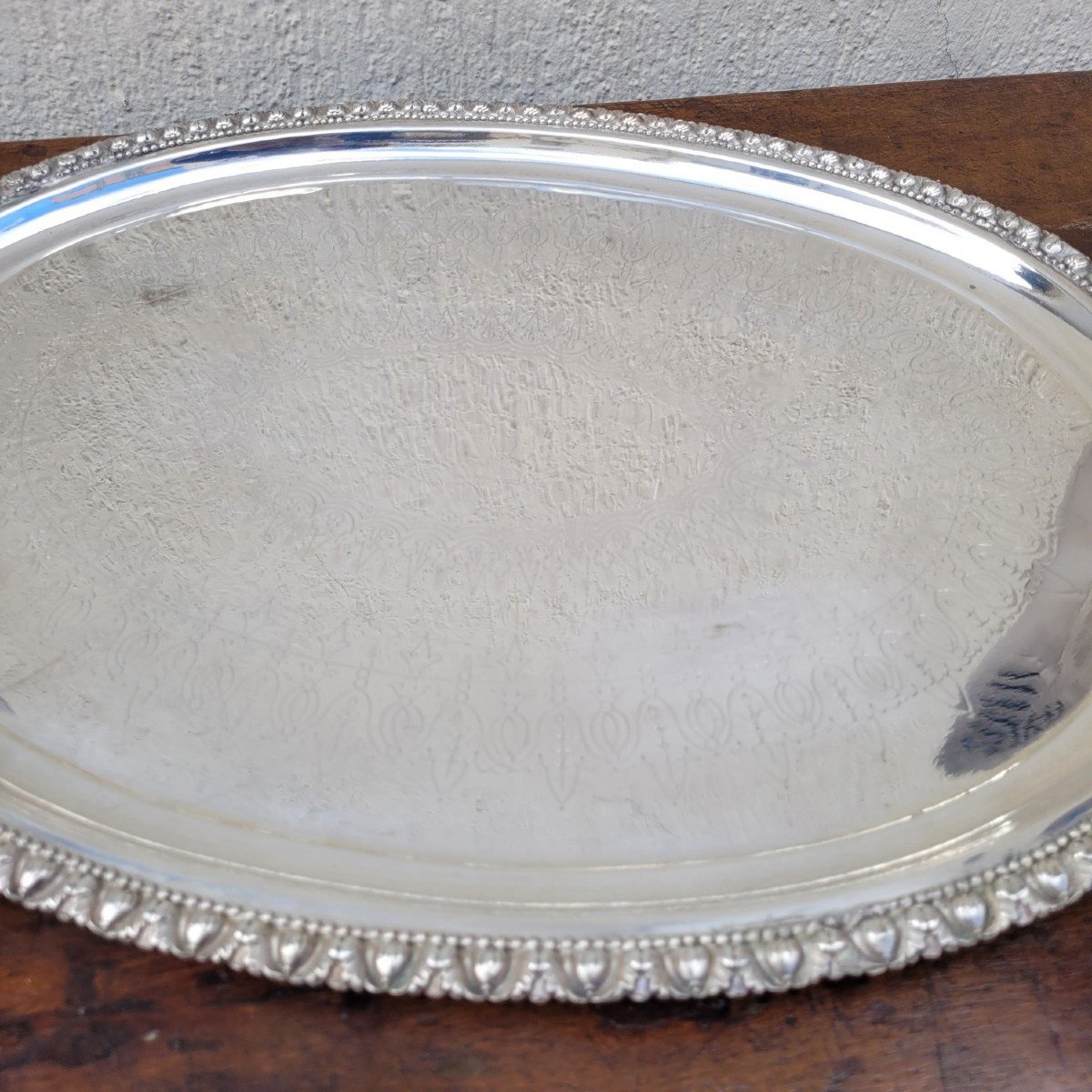 Silver Plated Metal Tray, 20th Century-photo-3