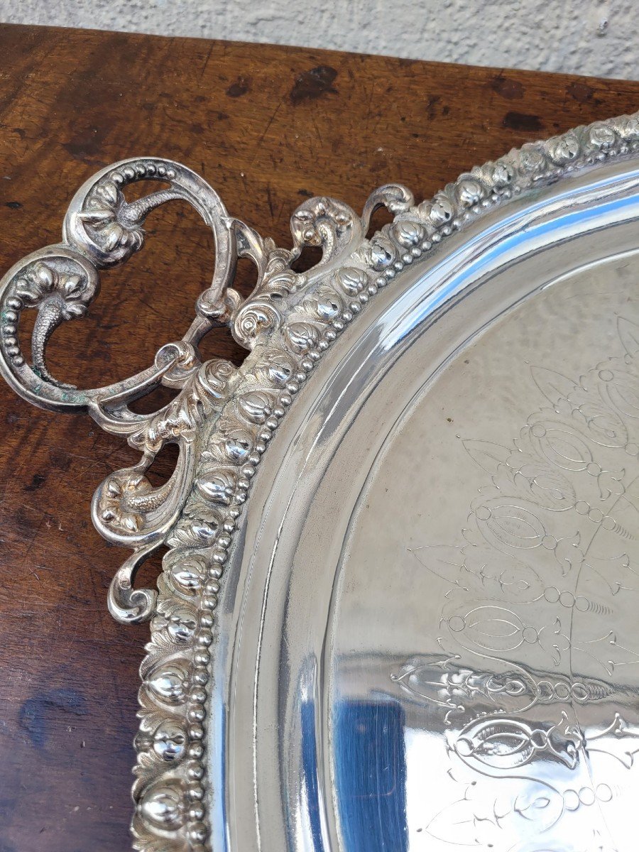 Silver Plated Metal Tray, 20th Century-photo-4