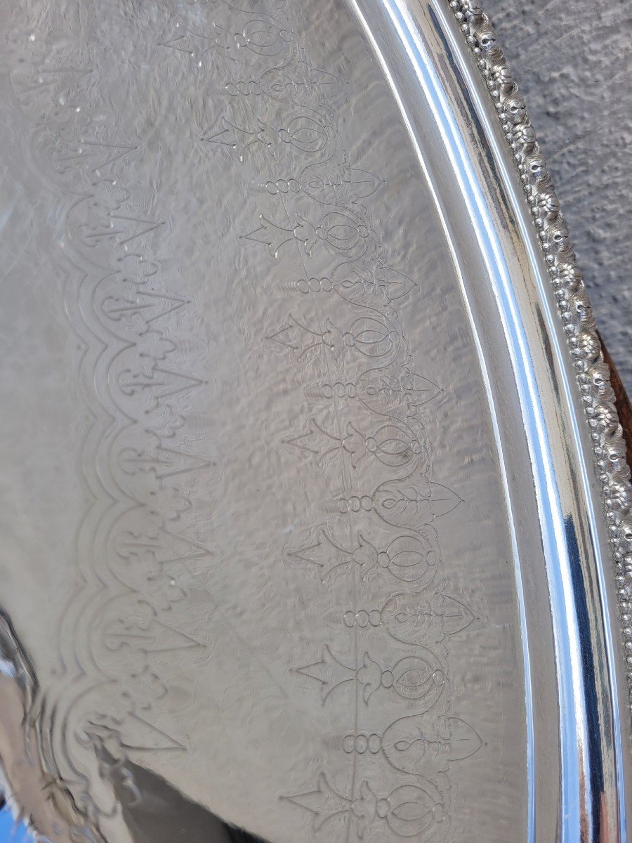 Silver Plated Metal Tray, 20th Century-photo-2