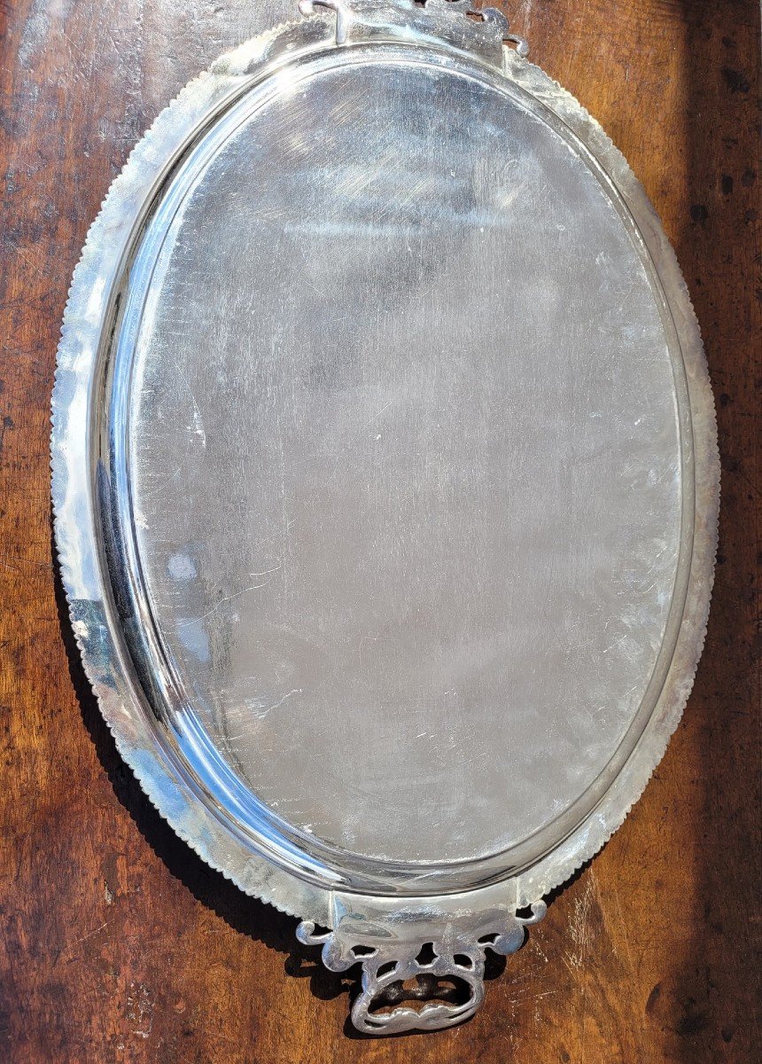 Silver Plated Metal Tray, 20th Century-photo-4