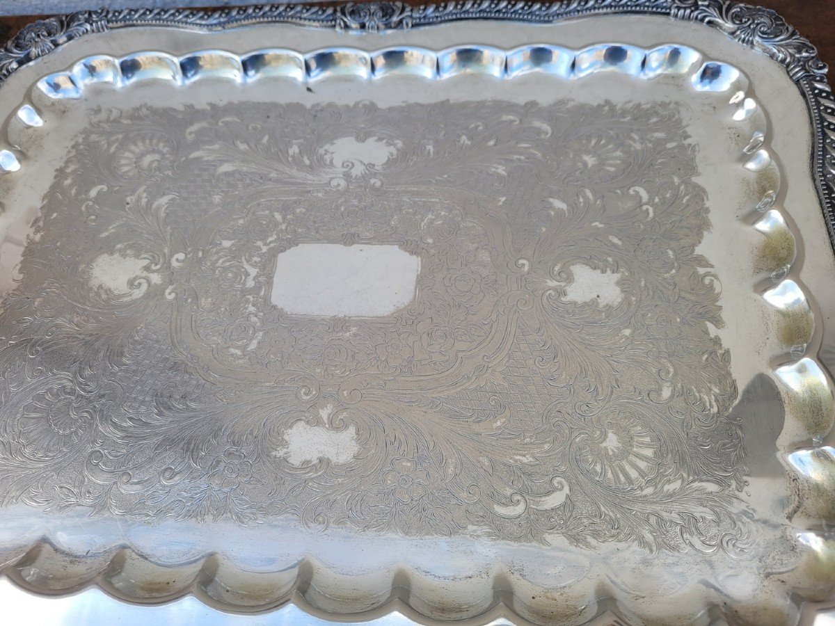 Silver Plated Metal Tray, 20th Century-photo-2