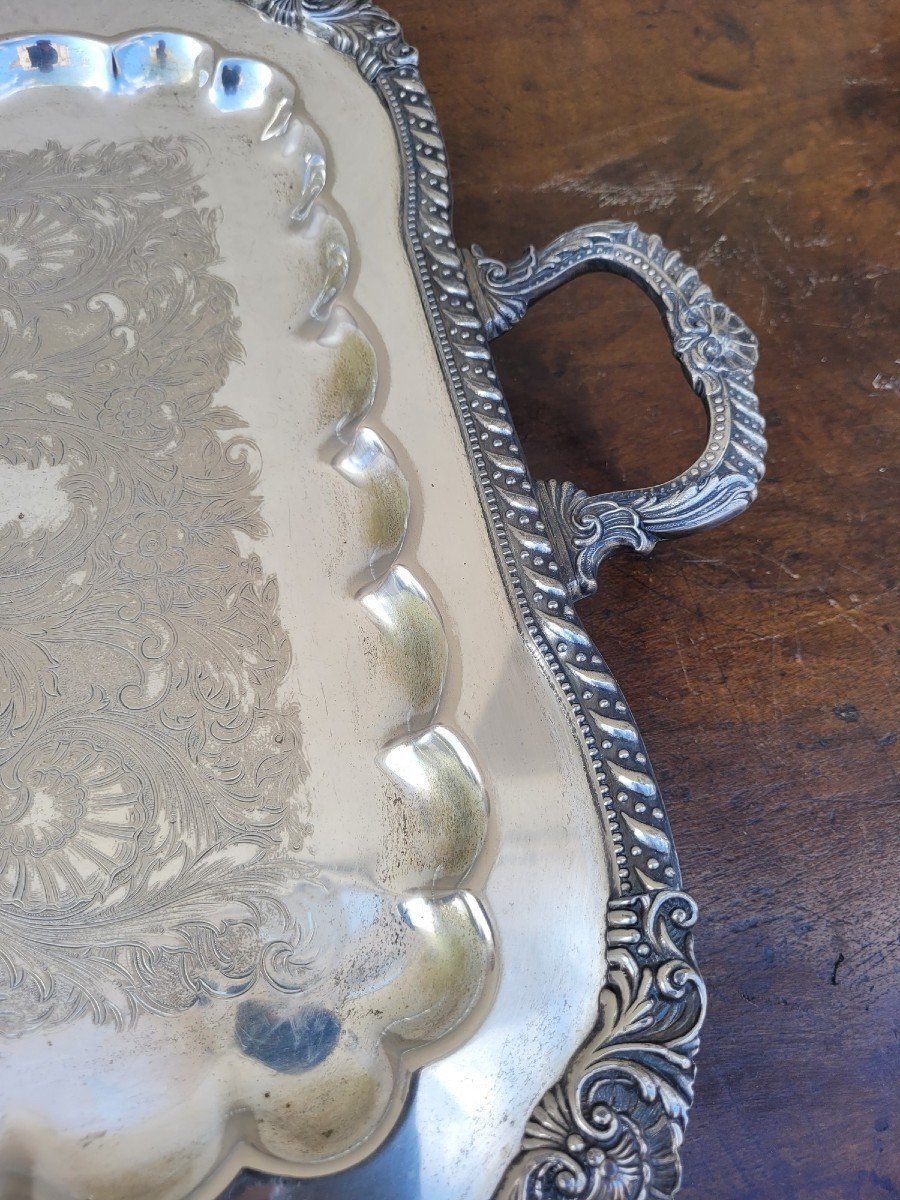 Silver Plated Metal Tray, 20th Century-photo-3