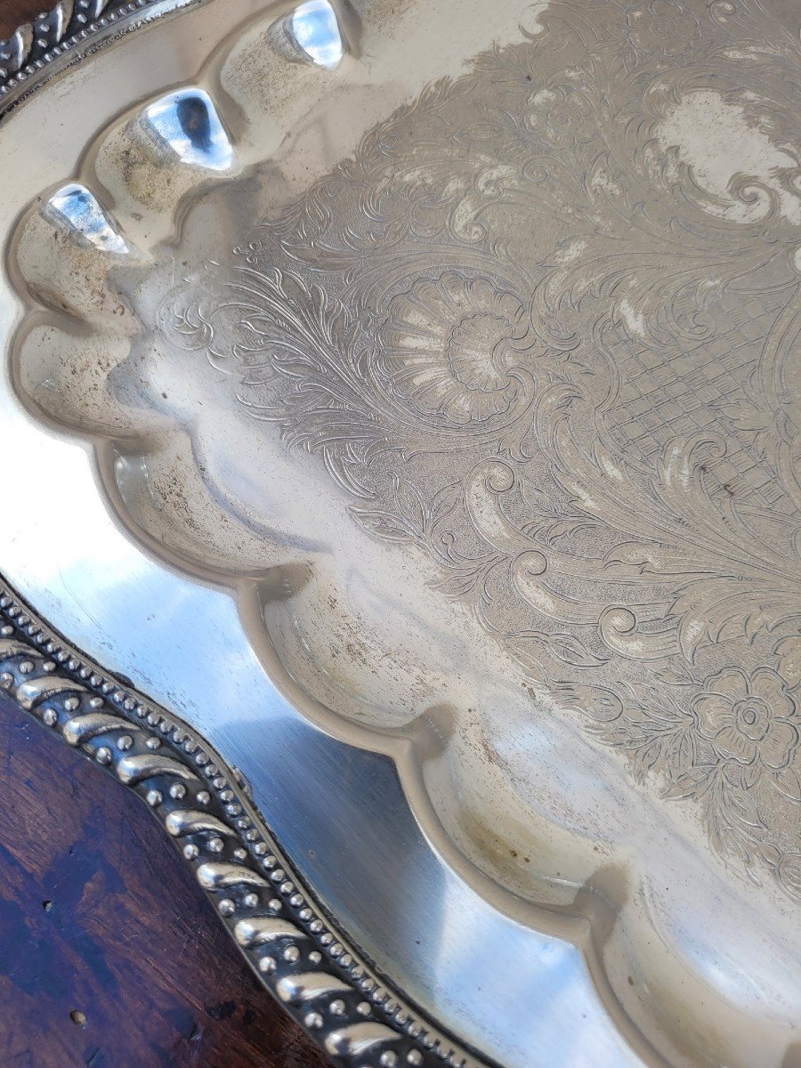 Silver Plated Metal Tray, 20th Century-photo-4