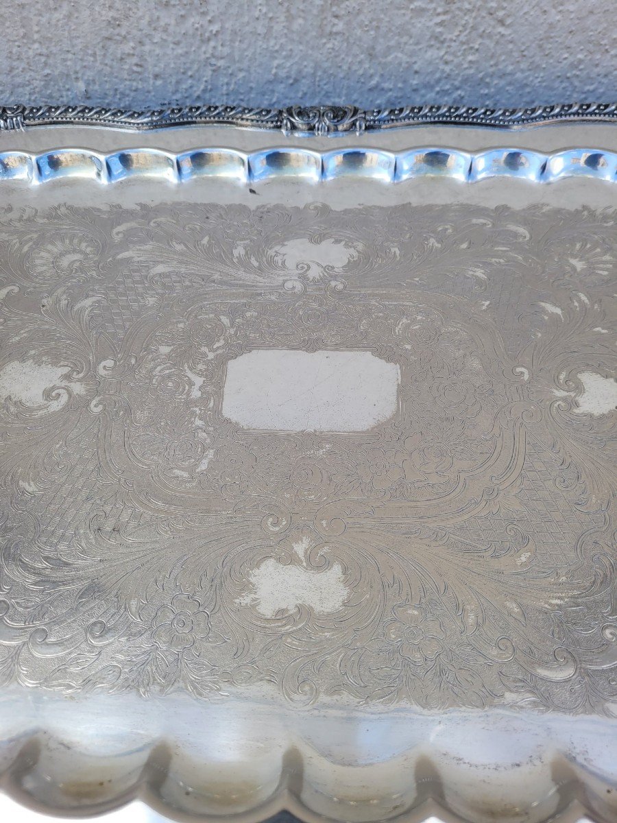 Silver Plated Metal Tray, 20th Century-photo-1