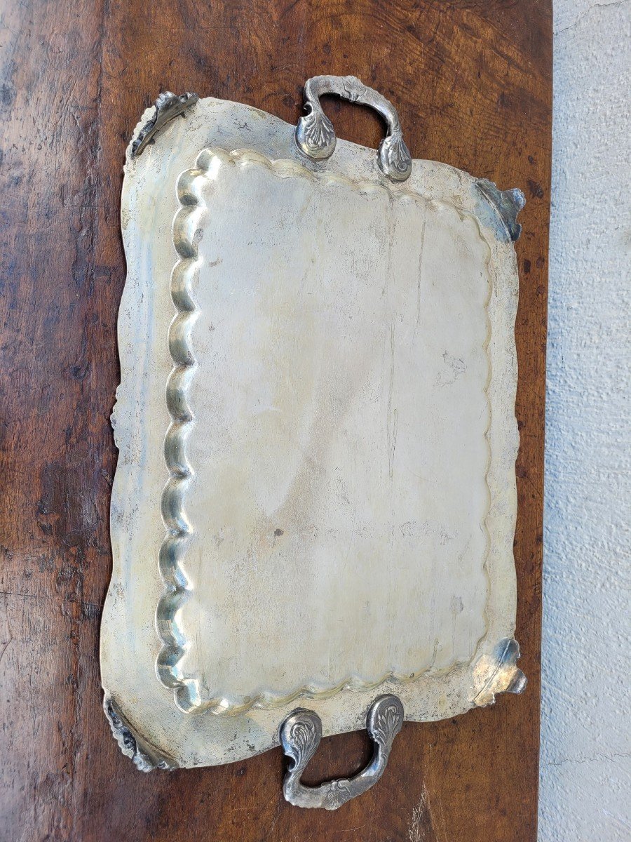 Silver Plated Metal Tray, 20th Century-photo-2