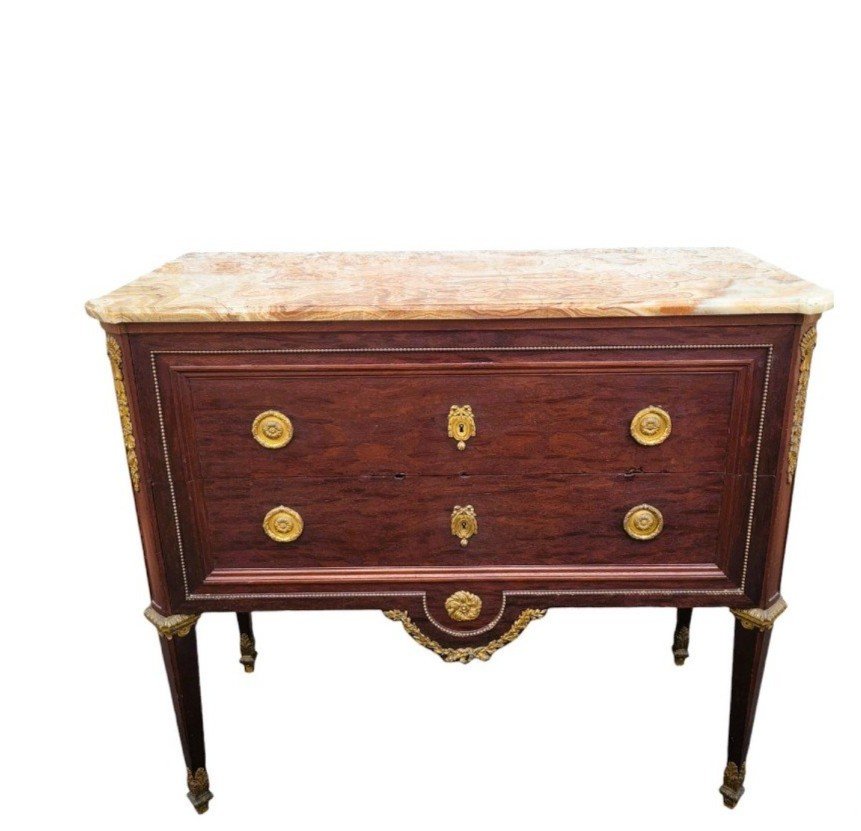 Krieger, Stamped Mahogany Chest Of Drawers, 19th Century