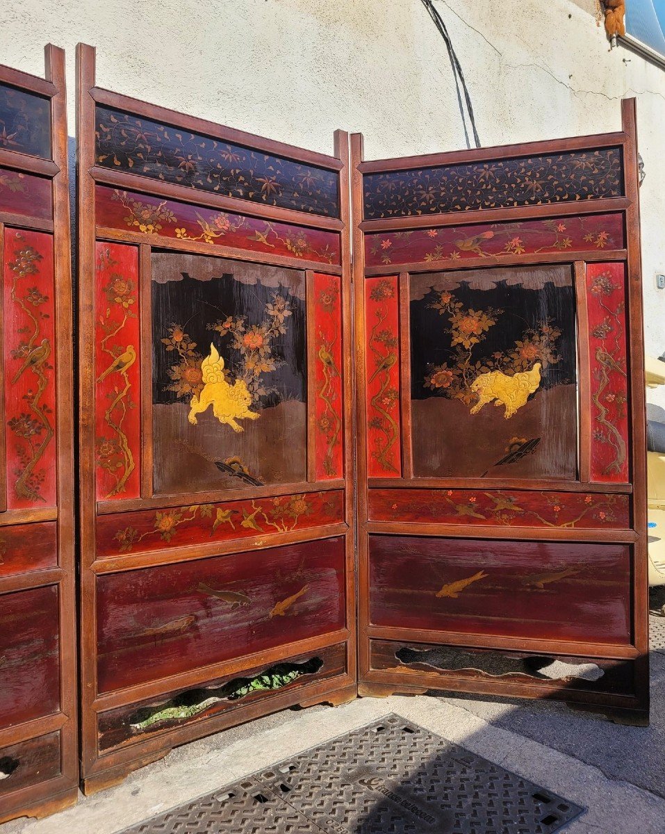 Screen With Lacquer Panels, Meiji Japan, Late 19th Century-photo-2