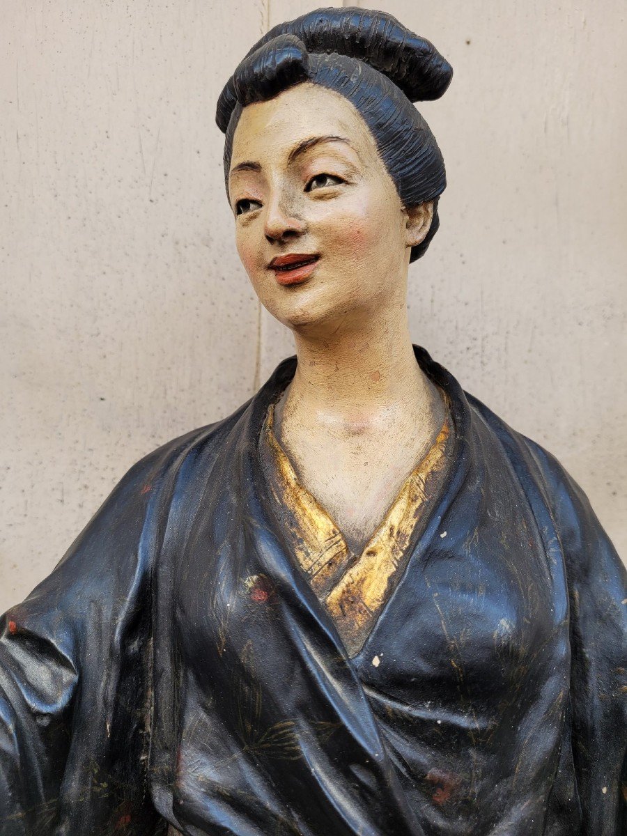 Att à Goldscheider, Japanese, Painted Terracotta Sculpture, 19th Century-photo-5